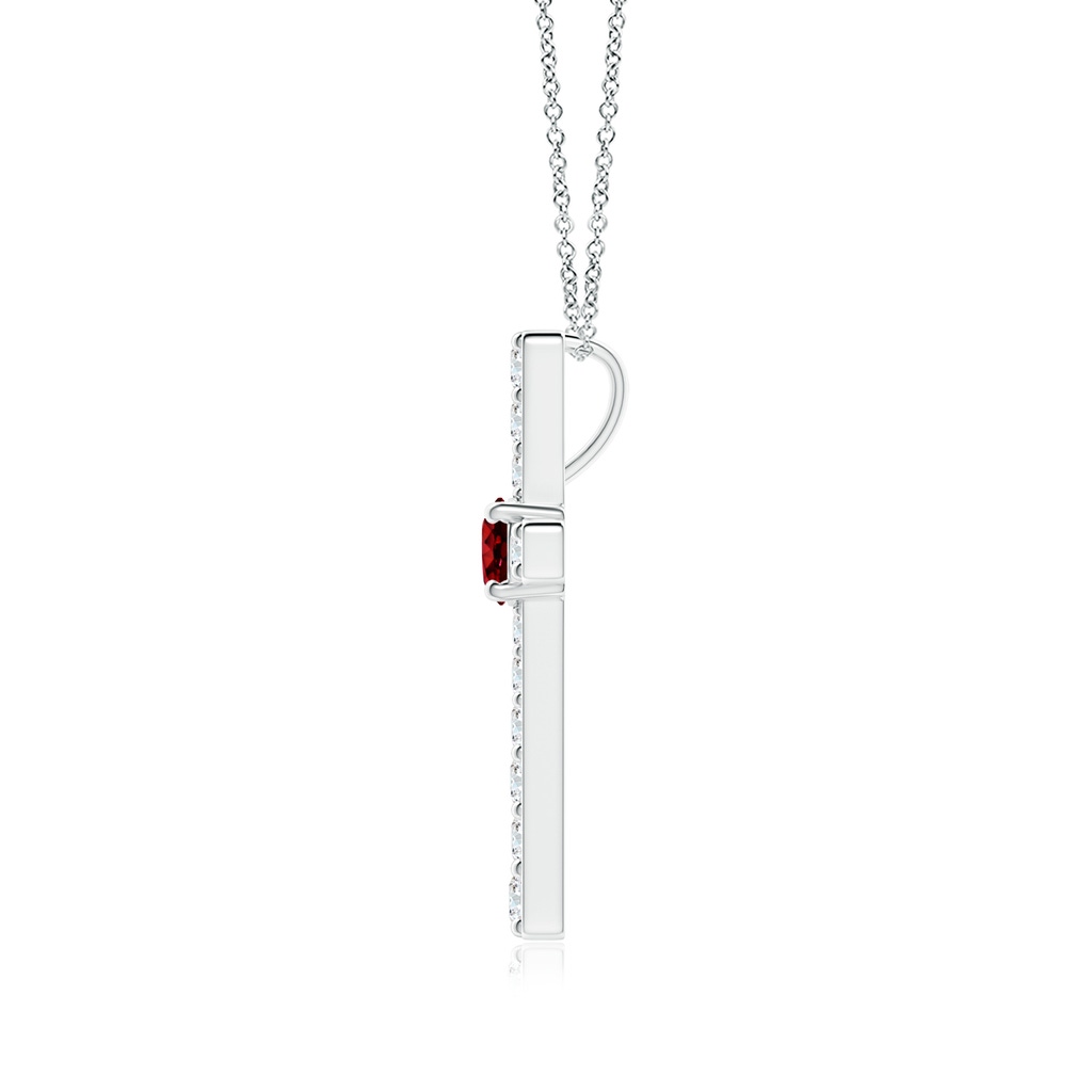 3.5mm AAAA Ruby and Diamond Cross Pendant in White Gold - side 199