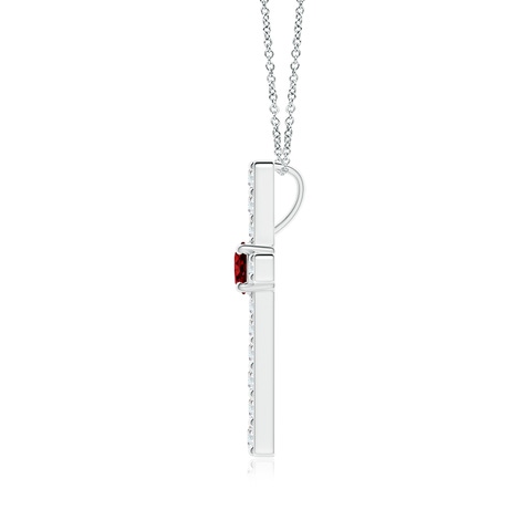 3.5mm AAAA Ruby and Diamond Cross Pendant in White Gold - side 4