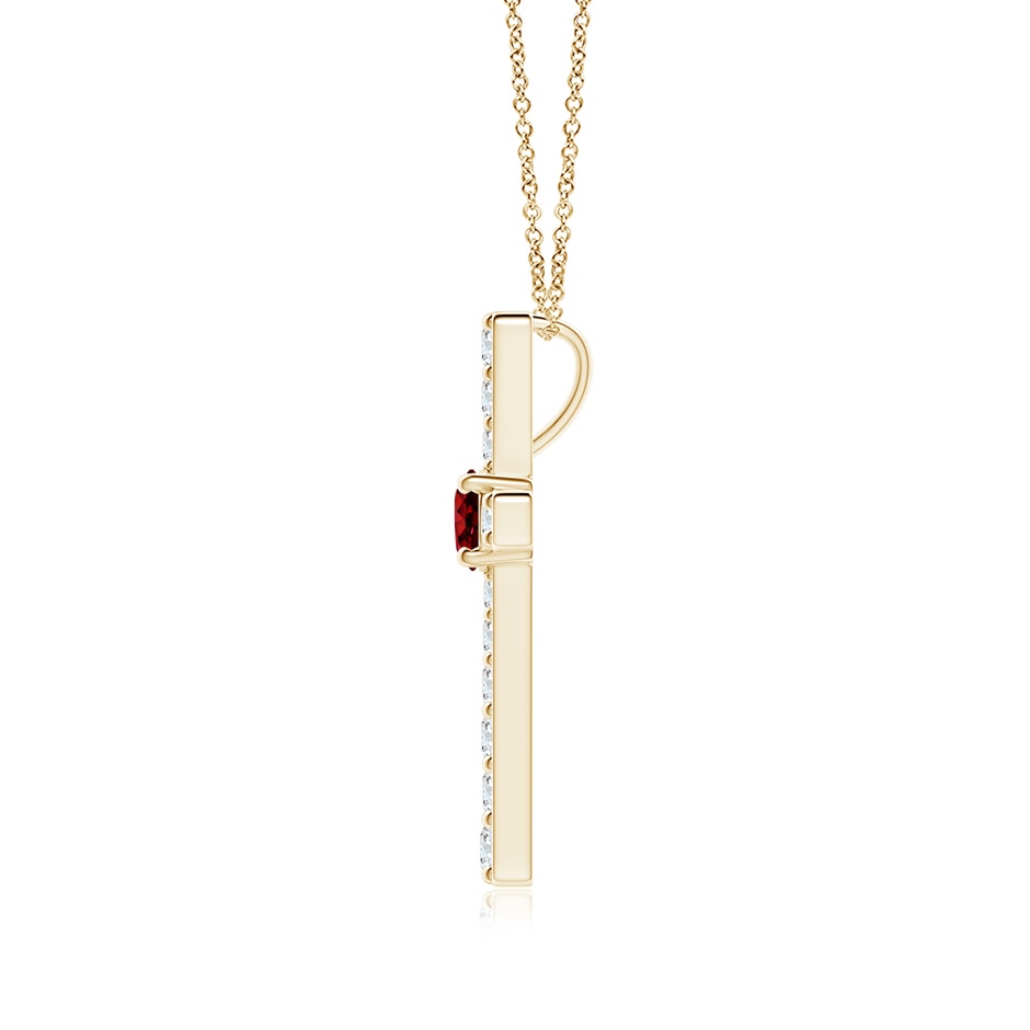 3.5mm AAAA Ruby and Diamond Cross Pendant in Yellow Gold side 199