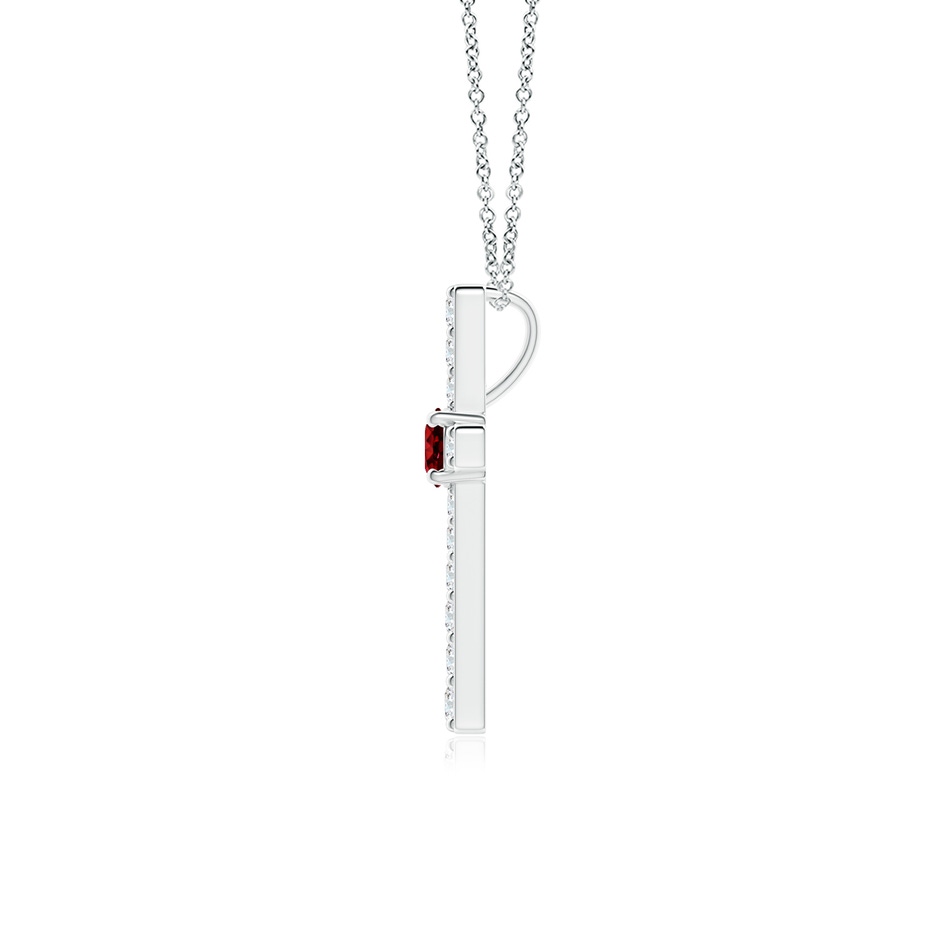 3mm AAAA Ruby and Diamond Cross Pendant in 18K White Gold side 199