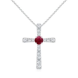 6mm A Ruby and Diamond Cross Pendant in P950 Platinum