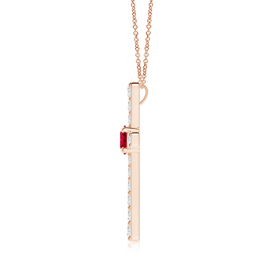 6mm AAA Ruby and Diamond Cross Pendant in Rose Gold side 199