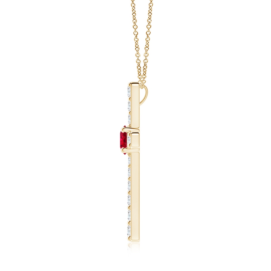 6mm AAA Ruby and Diamond Cross Pendant in Yellow Gold side 199