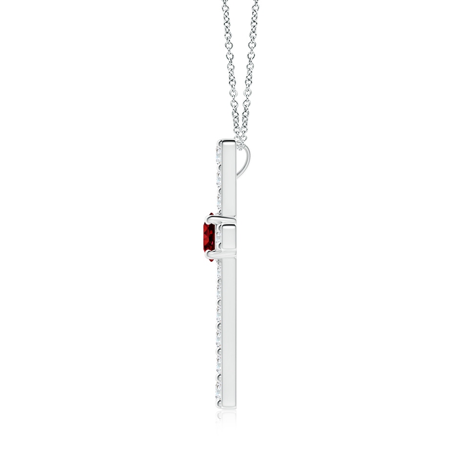 6mm AAAA Ruby and Diamond Cross Pendant in White Gold side 199