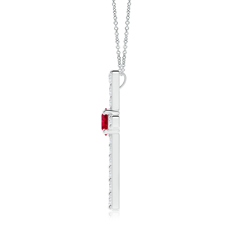 7mm AAA Ruby and Diamond Cross Pendant in P950 Platinum side 199