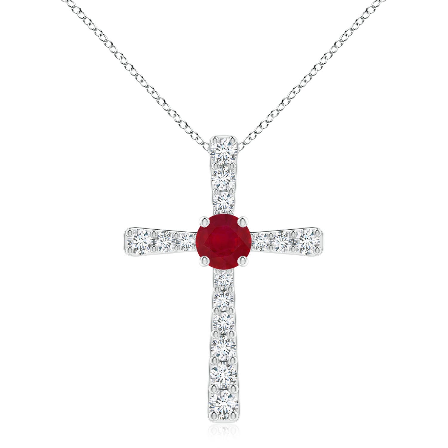 8mm AA Ruby and Diamond Cross Pendant in P950 Platinum