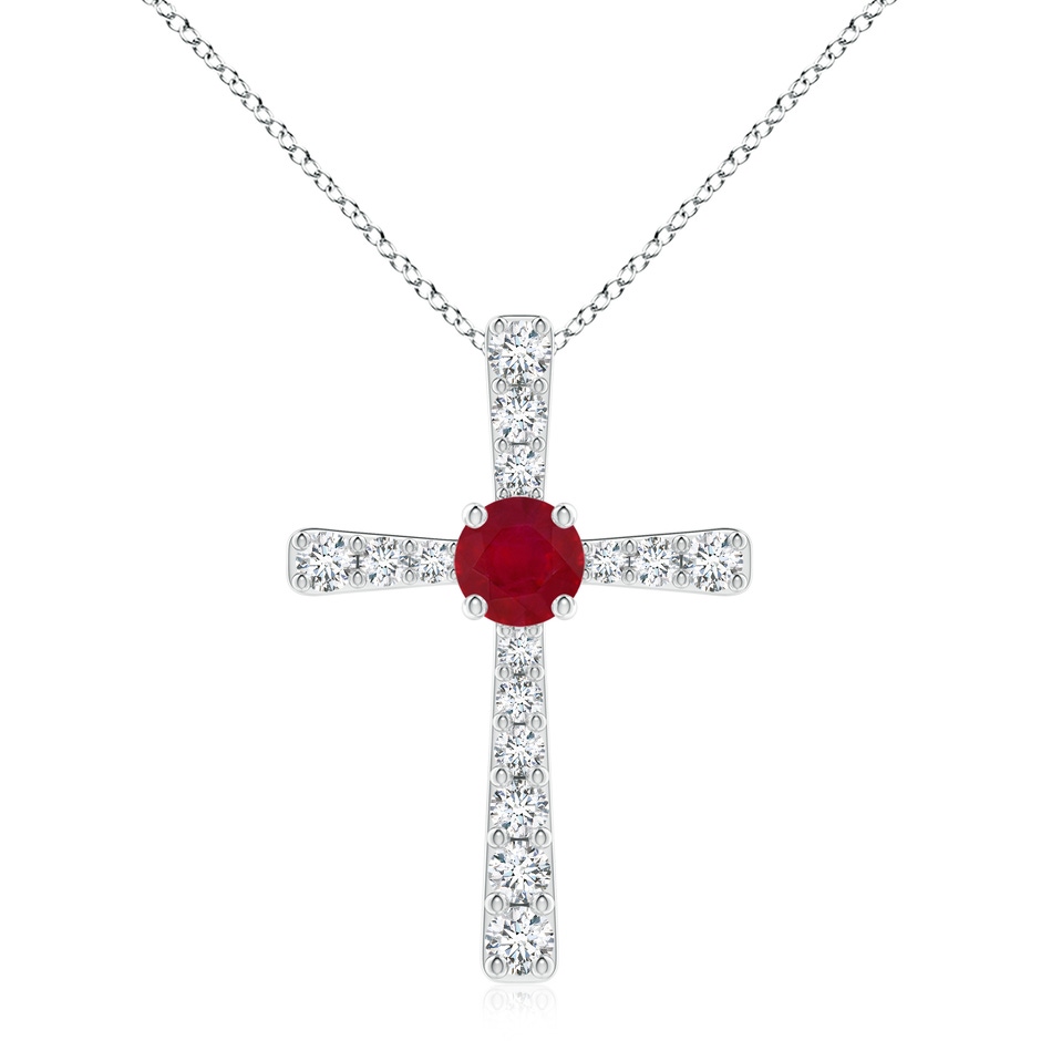 8mm AA Ruby and Diamond Cross Pendant in P950 Platinum 
