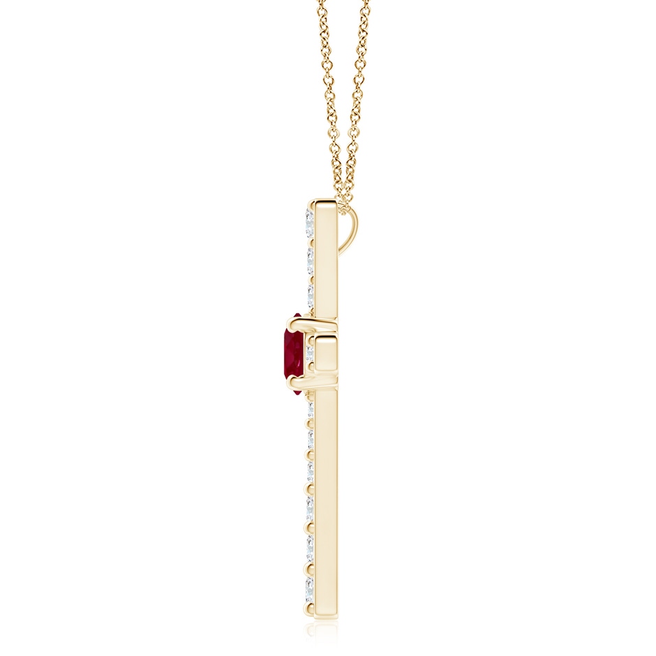 8mm AA Ruby and Diamond Cross Pendant in Yellow Gold side 199