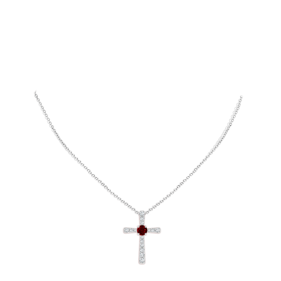 8mm AAAA Ruby and Diamond Cross Pendant in P950 Platinum pen
