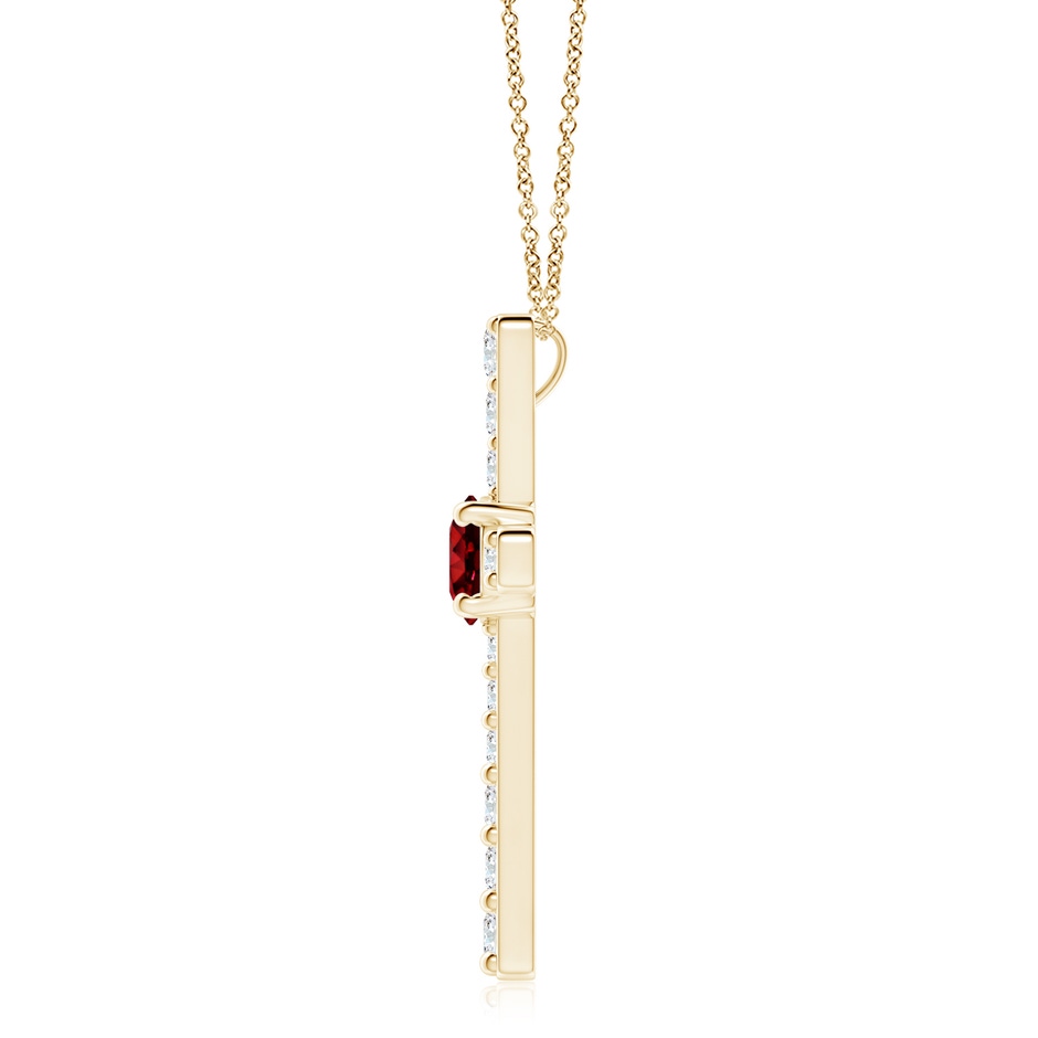 8mm AAAA Ruby and Diamond Cross Pendant in Yellow Gold side 199