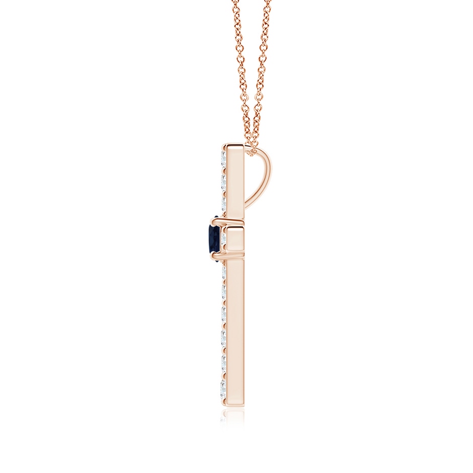 3.5mm A Sapphire and Diamond Cross Pendant in Rose Gold side 199