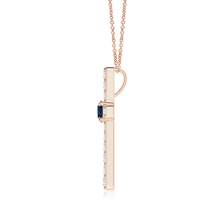 3.5mm AA Sapphire and Diamond Cross Pendant in Rose Gold side 199