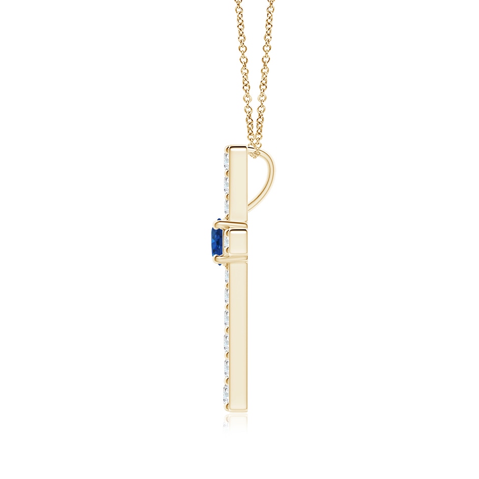 3.5mm AAA Sapphire and Diamond Cross Pendant in 18K Yellow Gold side 199