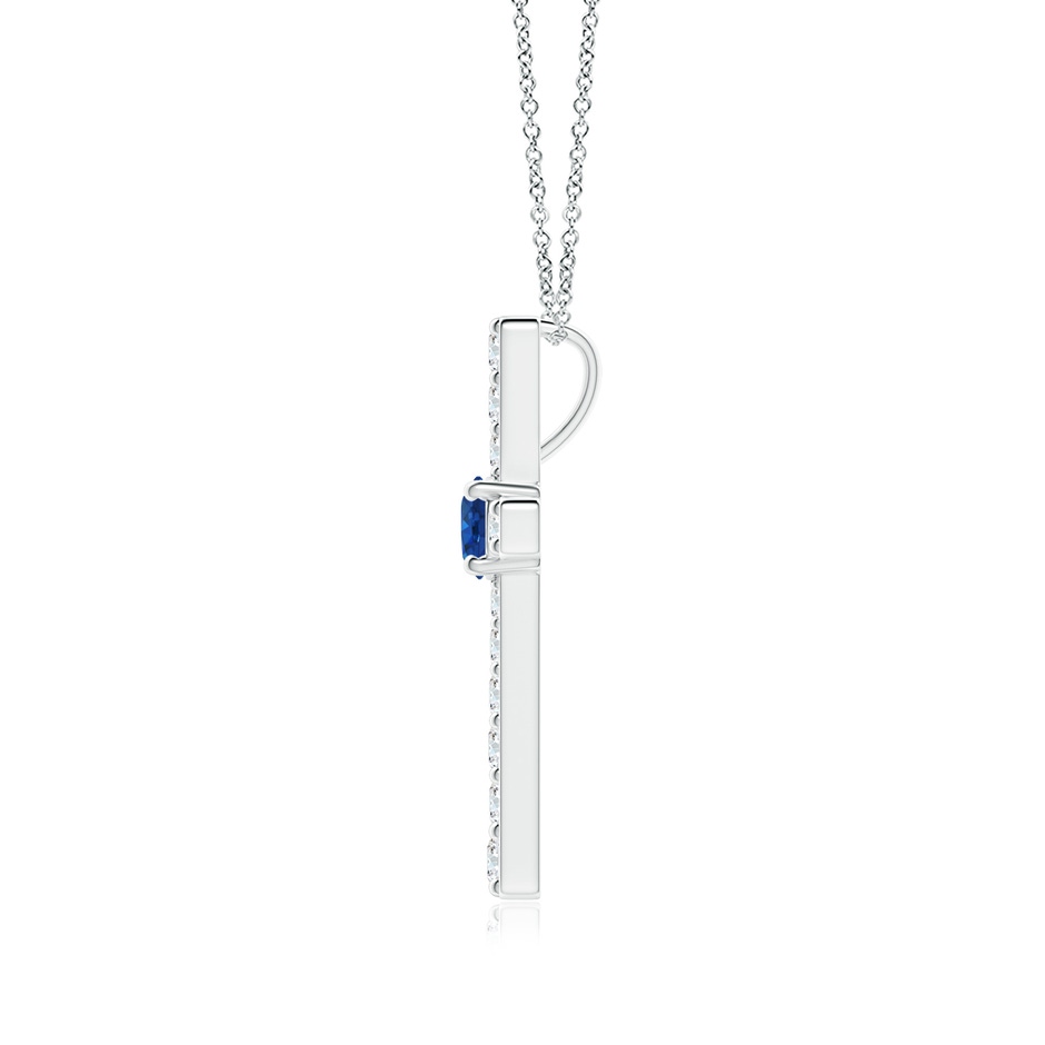 3.5mm AAA Sapphire and Diamond Cross Pendant in White Gold side 199