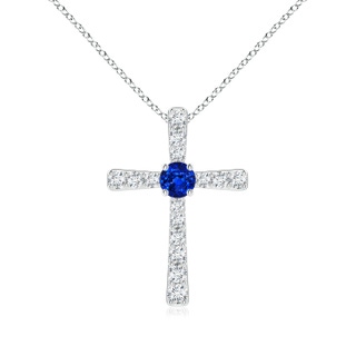 3.5mm AAAA Sapphire and Diamond Cross Pendant in P950 Platinum