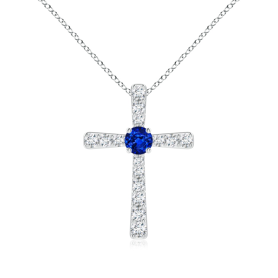 3.5mm AAAA Sapphire and Diamond Cross Pendant in P950 Platinum 