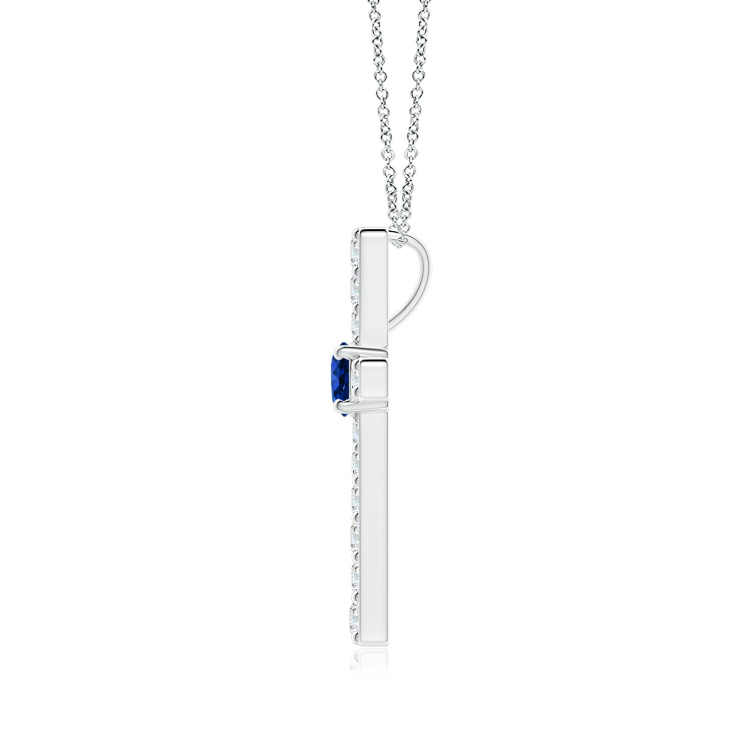 Angara Natural Blue Sapphire Station Pendant Necklace in 14K Rose