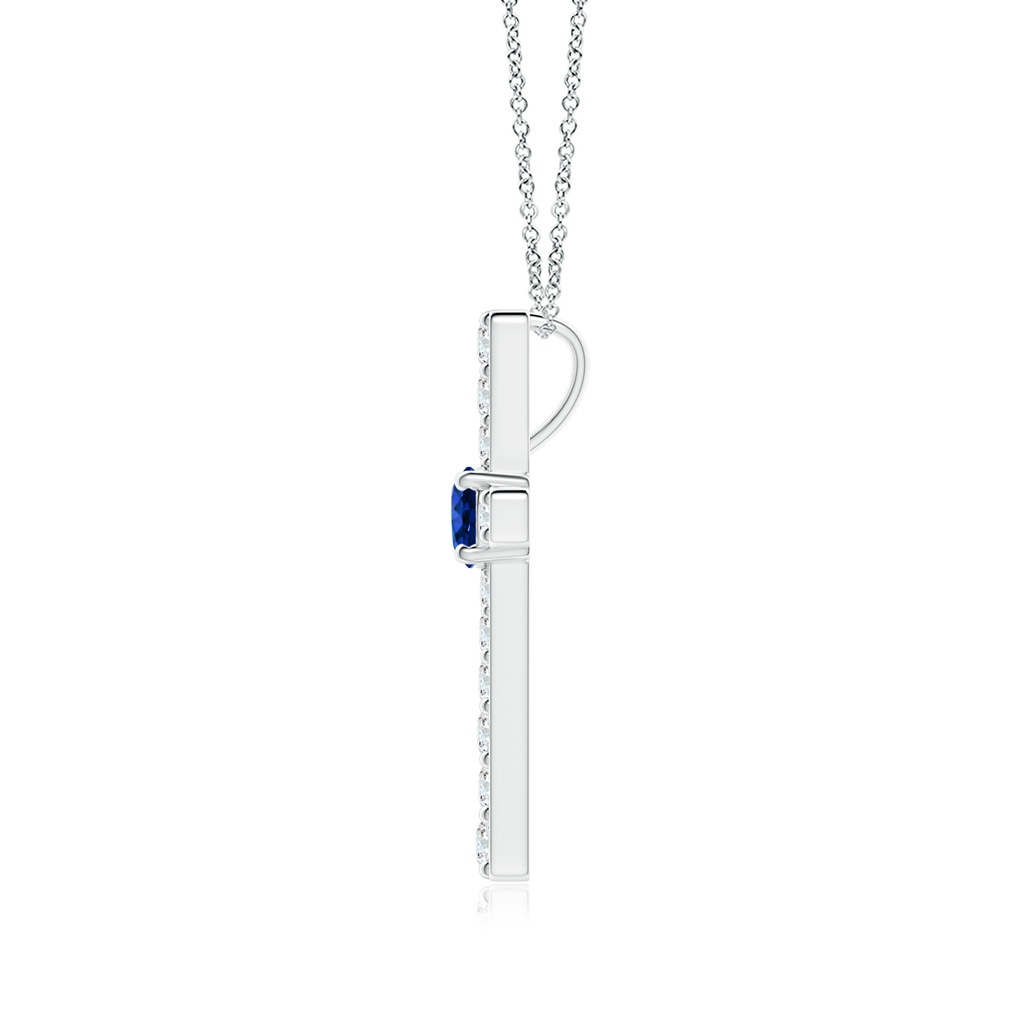 3.5mm AAAA Sapphire and Diamond Cross Pendant in White Gold Side-1