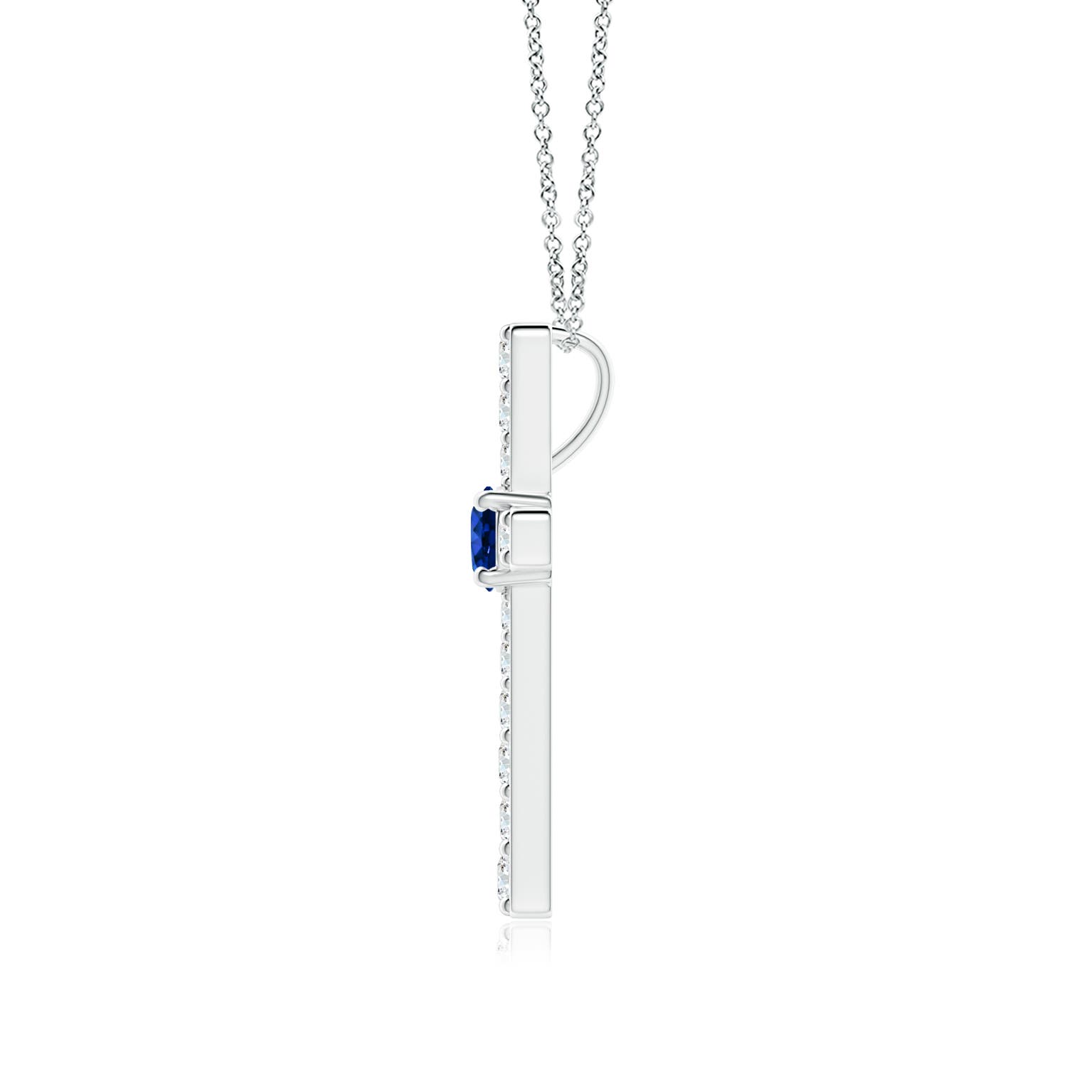 3.5mm AAAA Sapphire and Diamond Cross Pendant in White Gold - side 3