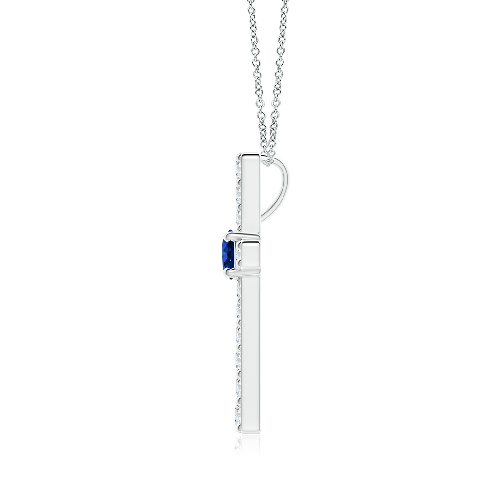 3.5mm AAAA Sapphire and Diamond Cross Pendant in White Gold Side 199