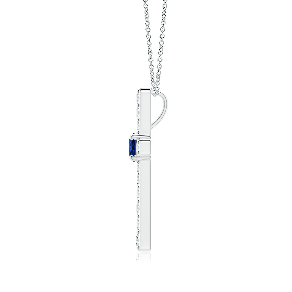 3.5mm AAAA Sapphire and Diamond Cross Pendant in White Gold - side 199