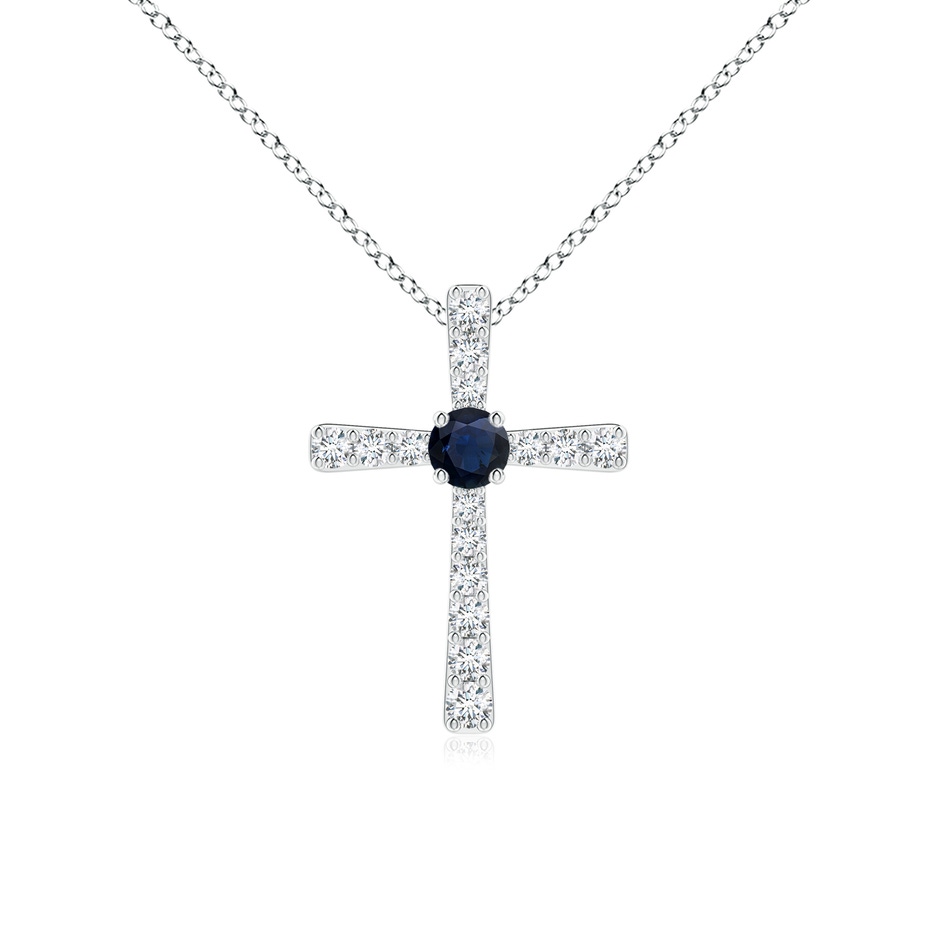 3mm A Sapphire and Diamond Cross Pendant in P950 Platinum 