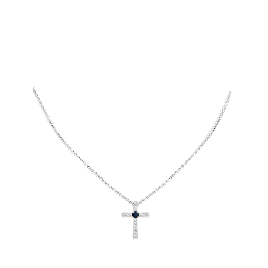 3mm A Sapphire and Diamond Cross Pendant in P950 Platinum pen
