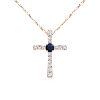3mm A Sapphire and Diamond Cross Pendant in Rose Gold