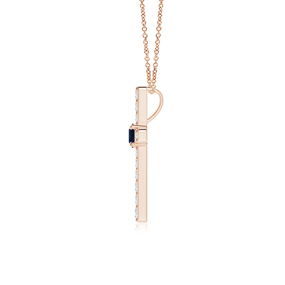 3mm A Sapphire and Diamond Cross Pendant in Rose Gold side 199