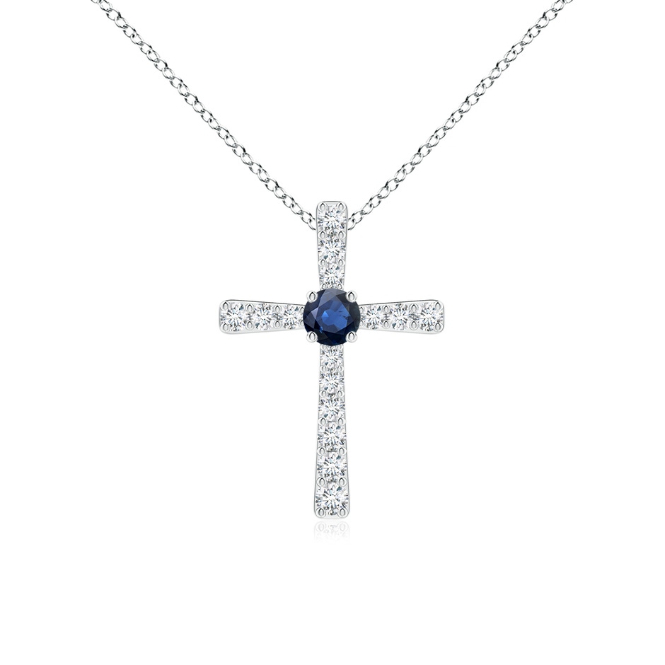 3mm AA Sapphire and Diamond Cross Pendant in P950 Platinum 