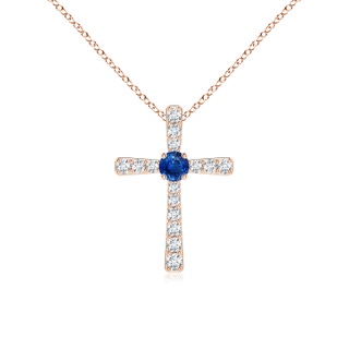 3mm AAA Sapphire and Diamond Cross Pendant in Rose Gold