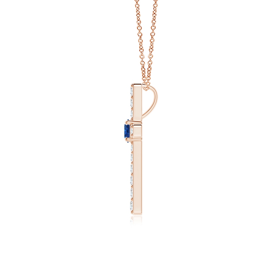 3mm AAA Sapphire and Diamond Cross Pendant in Rose Gold side 199