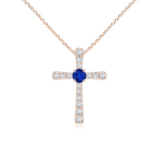 3mm AAAA Sapphire and Diamond Cross Pendant in 10K Rose Gold