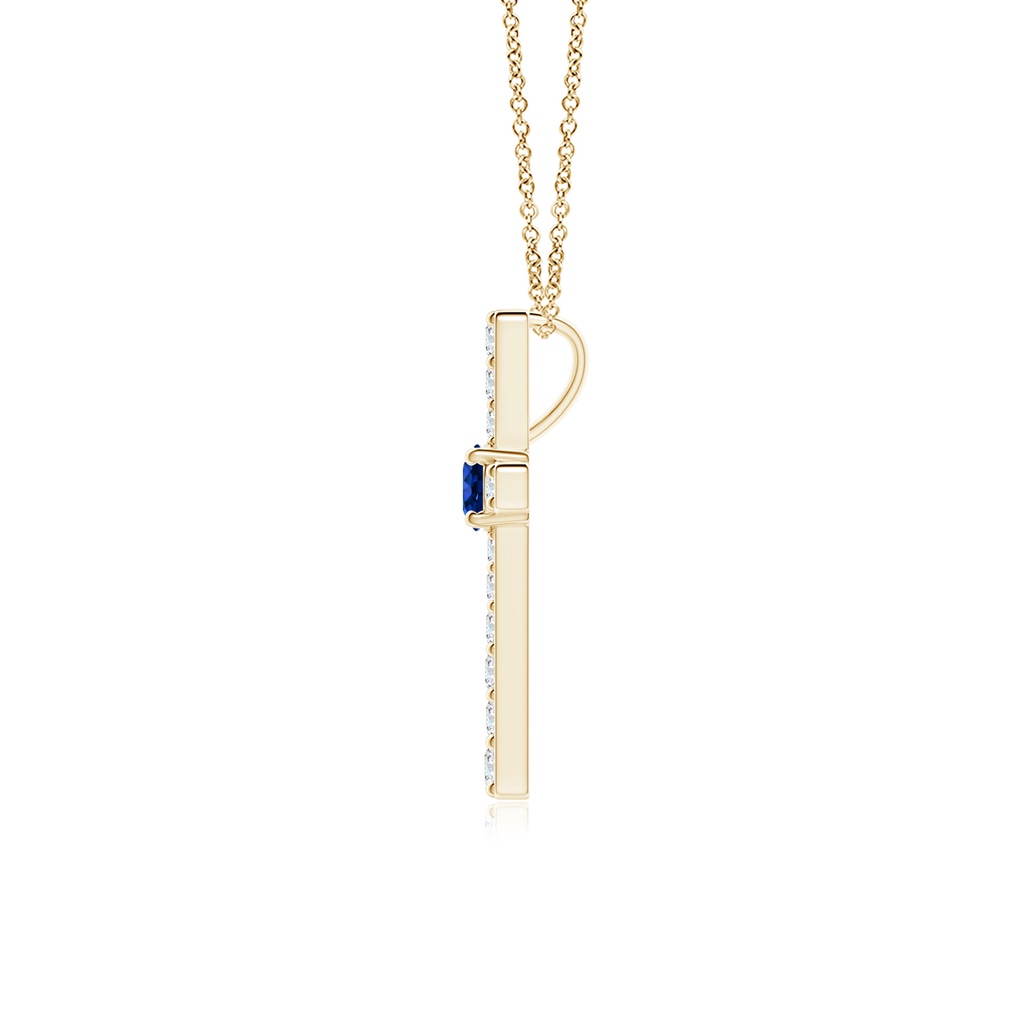 3mm AAAA Sapphire and Diamond Cross Pendant in Yellow Gold Side 199