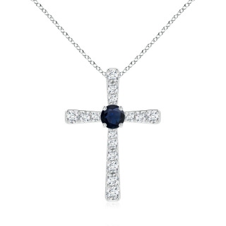 6mm A Sapphire and Diamond Cross Pendant in P950 Platinum