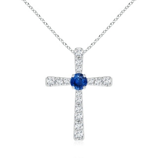 6mm AAA Sapphire and Diamond Cross Pendant in P950 Platinum