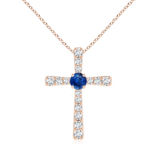 6mm AAA Sapphire and Diamond Cross Pendant in Rose Gold