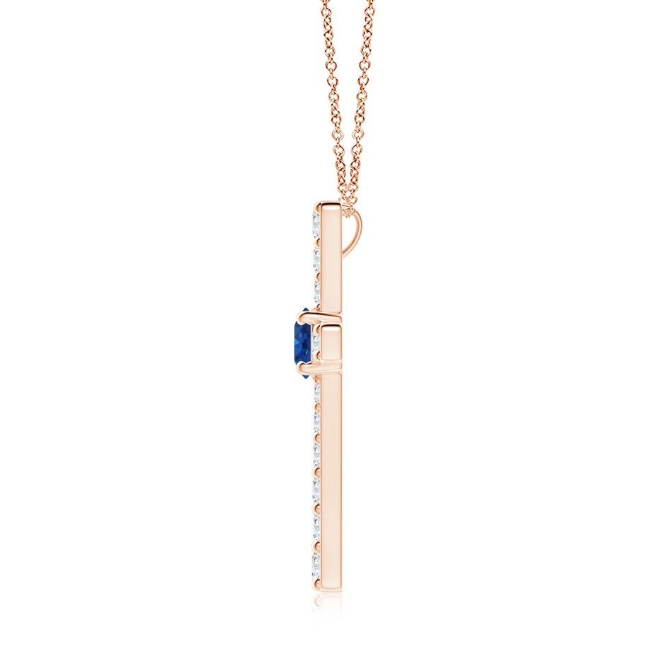6mm AAA Sapphire and Diamond Cross Pendant in Rose Gold side 199