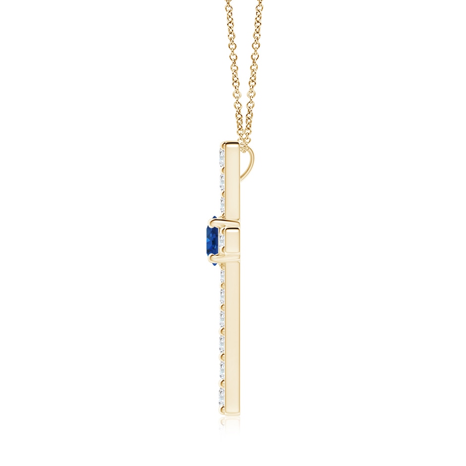 6mm AAA Sapphire and Diamond Cross Pendant in Yellow Gold side 199
