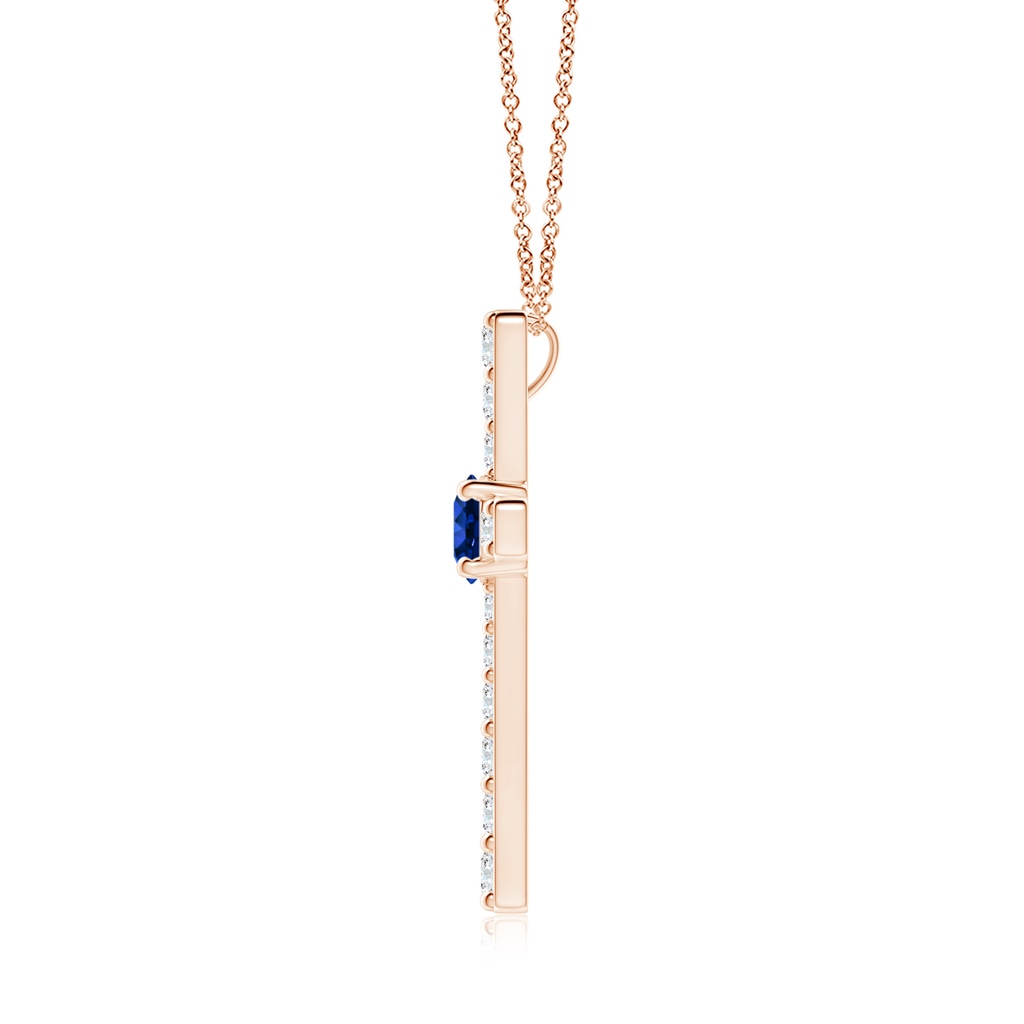 6mm Lab-Grown Sapphire and Diamond Cross Pendant in Rose Gold - side 199