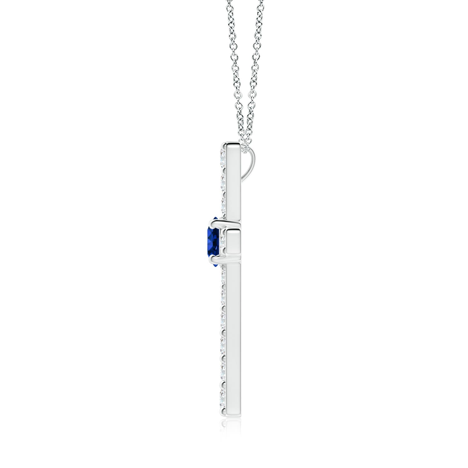 6mm AAAA Sapphire and Diamond Cross Pendant in White Gold - side 3