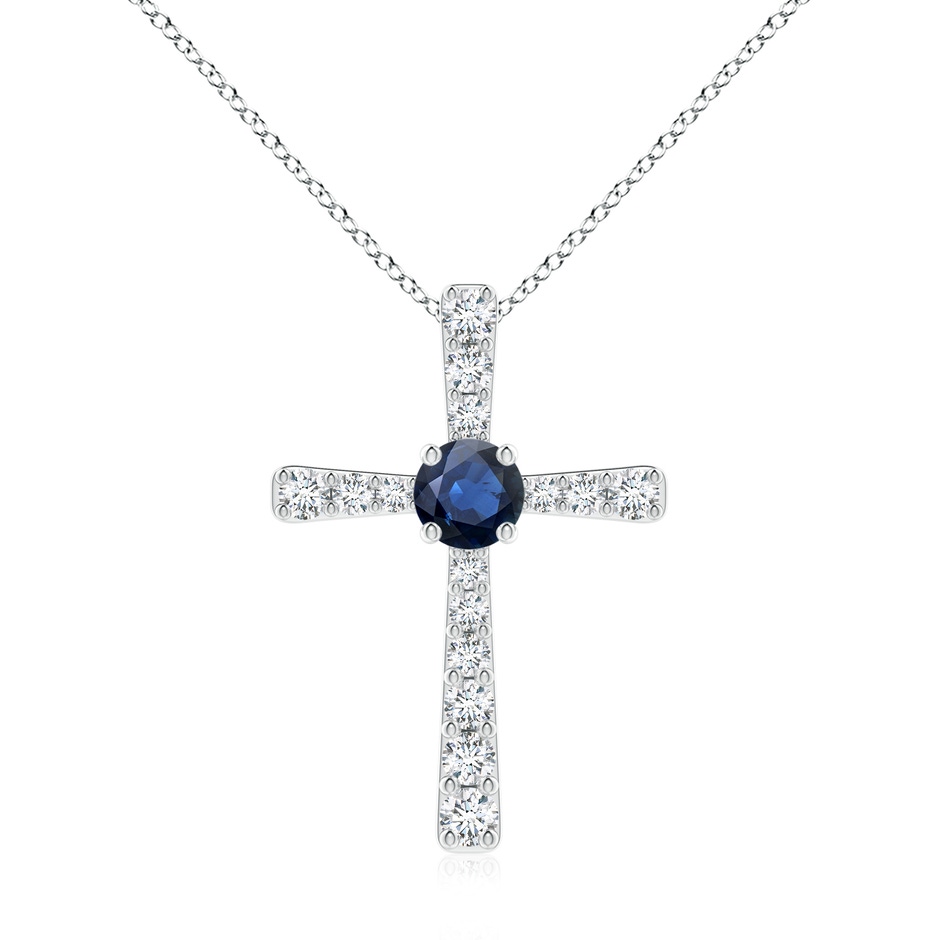 7mm AA Sapphire and Diamond Cross Pendant in P950 Platinum 