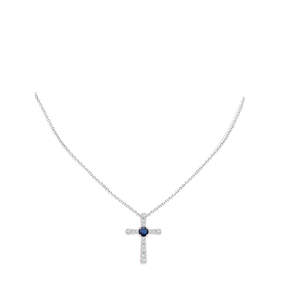 7mm AA Sapphire and Diamond Cross Pendant in P950 Platinum pen