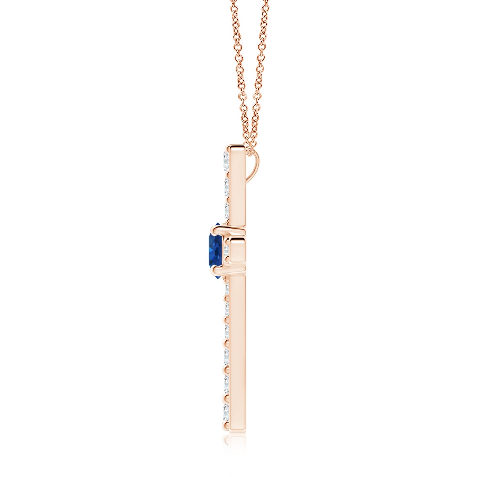 7mm AAA Sapphire and Diamond Cross Pendant in 18K Rose Gold side 199