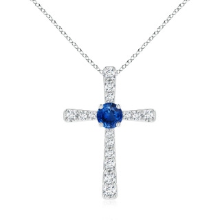 7mm AAA Sapphire and Diamond Cross Pendant in P950 Platinum