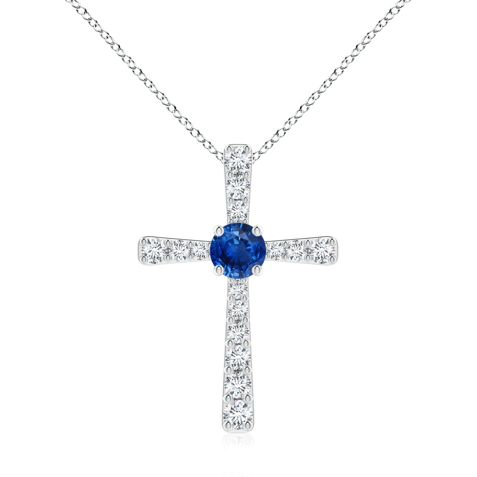 7mm AAA Sapphire and Diamond Cross Pendant in P950 Platinum 