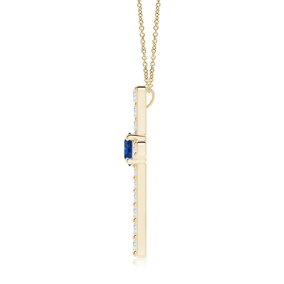 7mm AAA Sapphire and Diamond Cross Pendant in Yellow Gold side 199