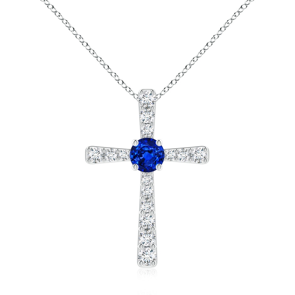 7mm AAAA Sapphire and Diamond Cross Pendant in P950 Platinum 