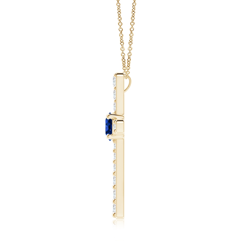 7mm AAAA Sapphire and Diamond Cross Pendant in Yellow Gold side 199