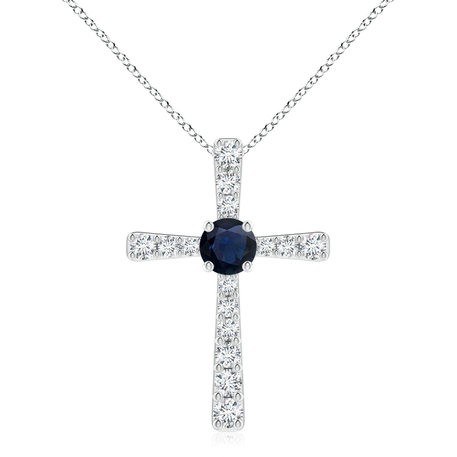 8mm A Sapphire and Diamond Cross Pendant in P950 Platinum